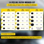 14-Piece Low-Profile Oil Filter Socket & Wrench Cap Set 6 63697 491e2a