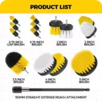 15-Piece Drill Brush Attachment Set with Extension Rod - Power Scrubber for Household Cleaning 9 64273 69bce5