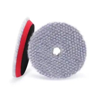 5-Inch Blue Medium Cut Wool Polishing Pad with Hook & Loop Backing for Car Buffing