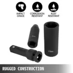 43PCS 1/2-Inch Drive Impact Socket Set with Deep & Standard Sockets + Extensions 6 65619 3b4af5