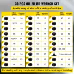 30-Piece Oil Filter Socket Set – Low Profile Cap Wrench Kit for Car Repairs 8 65627 09a43a