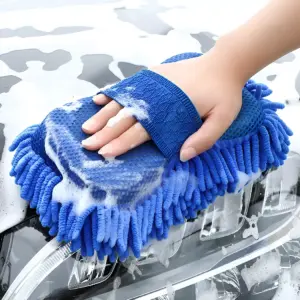 2-Pack Microfiber Chenille Car Wash Sponge Gloves – Auto Detailing Cleaning Pads