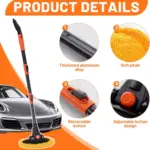 Adjustable Telescoping Car Wash Brush with Chenille Mop Head 5 68067 19657c