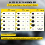 14 Piece Low Profile Oil Filter Socket Set 6 71860 71e486