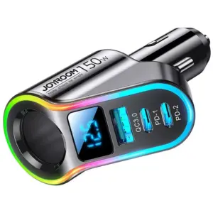 150W 4-in-1 Fast USB Car Charger Adapter with LED Voltage Display