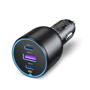 130W Triple-Port USB-C Car Charger for Phones, Tablets & Laptops