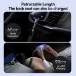60W Retractable USB-C Car Charging Cable with Fast Data & CarPlay Support 7 76976 ea4043