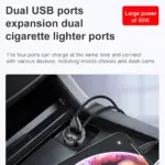 100W Dual USB Car Power Splitter with Dual Cigarette Lighter Sockets 6 77173 907414