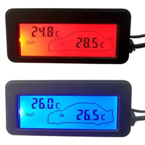 Auto Car LCD Thermometer - Digital Inside & Outside Temperature Display for 12V Vehicles