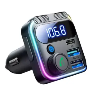 Bluetooth 5.3 FM Transmitter Car Adapter with 48W Fast Charging & Hands-Free Calling
