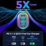 70W 4-Port Fast Car Charger with PD3.0 & QC3.0 for iPhone & Android 5 77736 427b05