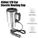 12V Portable Electric Heating Car Kettle Stainless Steel Travel Mug 450ml 6 77767 014107