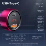45W Dual Port Fast Car Charger with USB & Type-C Quick Charge 6 77871 7fe2b9