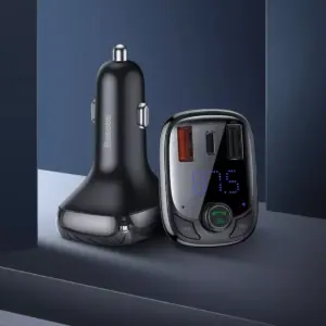 Bluetooth 5.0 FM Transmitter Car Charger with Fast Charging & Handsfree Kit