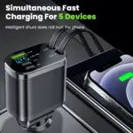 5-in-1 Retractable Car Charger with USB & Type-C Ports, Fast Charging Adapter 5 78778 32a1d0
