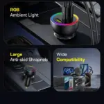 152.5W Triple Port Fast Car Charger with 100W USB-C PD & RGB Light 10 78995 888b62