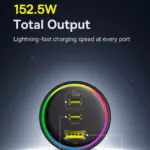 152.5W Triple Port Fast Car Charger with 100W USB-C PD & RGB Light 8 78995 99ece2