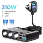 210W 9-in-1 Car Charger Splitter with PD3.0, QC3.0 & Independent Switches 9 79285 ccc84a