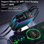 Fast Charging Car Charger with Retractable Cable & Ambient Light – USB/Type-C 6 79651 51776b