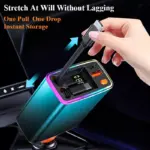 Fast Charging Car Charger with Retractable Cable & Ambient Light – USB/Type-C 5 79651 bcdbd6