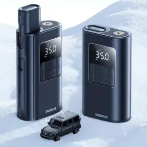 2-in-1 Portable Car Air Pump with Power Bank and Flashlight