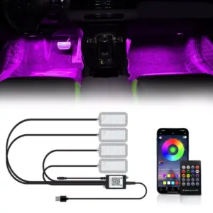 LED Car Interior Ambient Foot Strip Light Kit for BMW, Audi, Mercedes