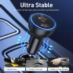 160W QC 5.0 Fast Car Charger for Tesla, Ford, Toyota - USB-C PD 4 80859 834adc
