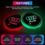 LED Cup Holder Lights for Audi A3 A4 A5 A6 A7 A8 Q3 Q5 Q7 – 7-Color RGB Coaster 4 81102 65dde9