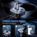 FM Bluetooth Transmitter Car Adapter with Fast Charging & Hands-Free Kit 7 82416 22cf27