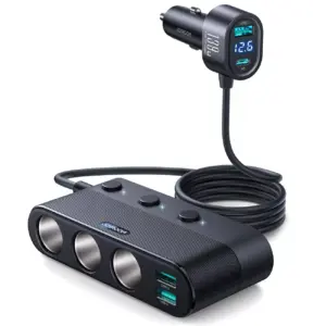 139W 7-in-1 Car Charger Adapter with PD & QC 3.0, LED Display & Independent Switches