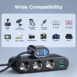 139W 7-in-1 Car Charger Adapter with PD & QC 3.0, LED Display & Independent Switches 8 82443 cc296d