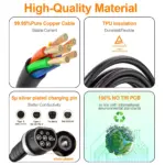 5m Tesla 32A 7KW 1-Phase Type 2 to TS-NACS 16A 3.5KW EV Charger Cable 8 82915 30bf10